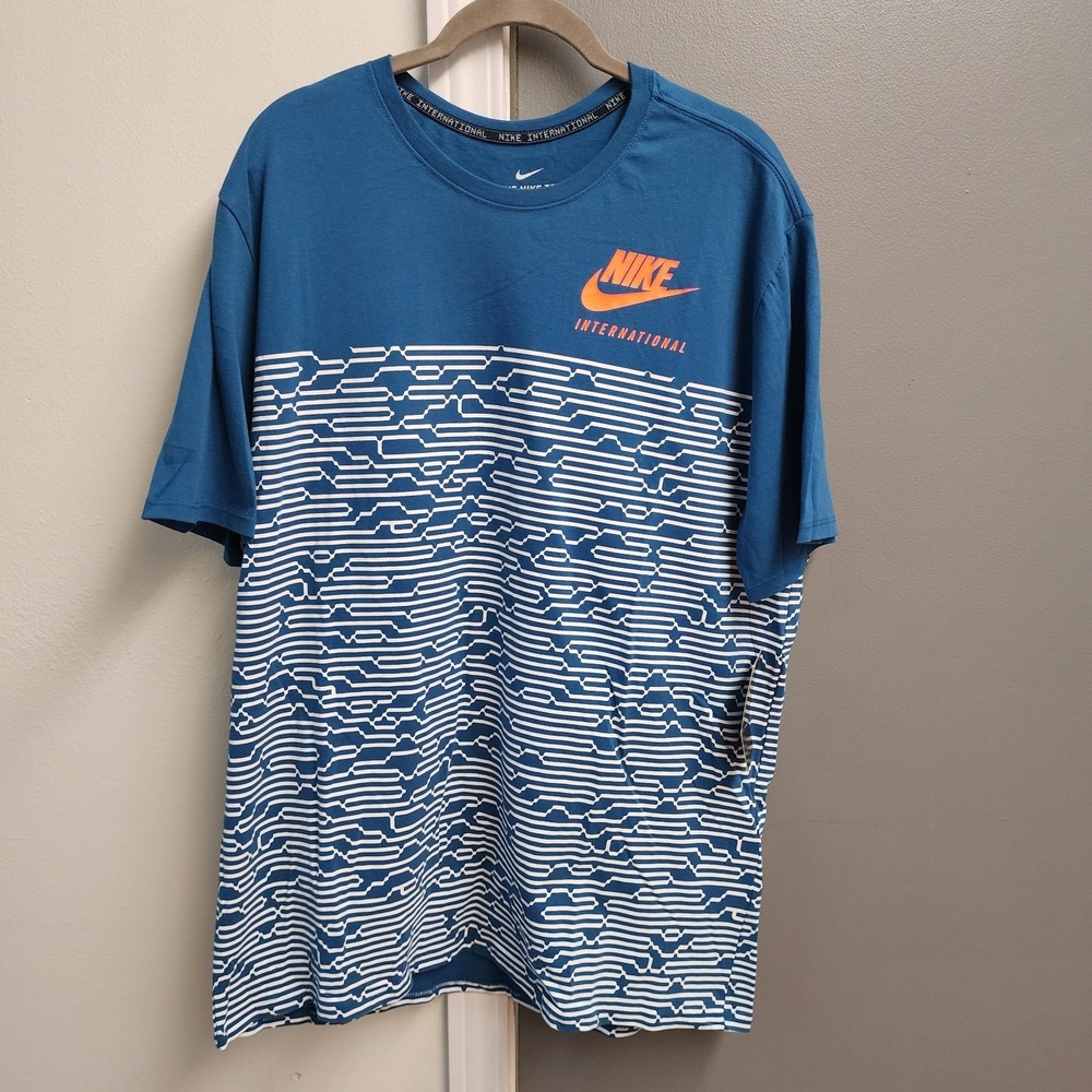 Nike International T-shirt Men's size XL Blue Orange White NWT